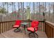 Relaxing back deck with outdoor seating provides a private space to enjoy the outdoors at 144 Fox Creek Dr, Woodstock, GA 30188