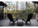 Back deck with Adirondack chairs and views of the wooded backyard at 2690 Twin Creek Ct, Marietta, GA 30062