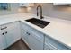 A close up on the granite countertops and deep sink in this modern updated kitchen at 125 N River Dr # F, Atlanta, GA 30350