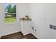 Bright laundry room features a granite countertop and a large window offering backyard views at 4770 Wayland Cir, Acworth, GA 30101