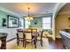 Elegant dining room with hardwood floors, wainscoting, and stylish chandelier at 3135 Preservation Cir, Lilburn, GA 30047