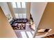 Bright living room with soaring ceilings, large windows, and leather sofa, as seen from the upper level at 3135 Preservation Cir, Lilburn, GA 30047