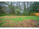 The backyard is partially wooded with a full wooden fence at 5087 Donnell Way, Decatur, GA 30035