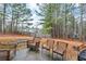 Private backyard with mature trees, a patio area with comfortable seating, and a grill at 8034 Bradshaw Ct, Douglasville, GA 30134