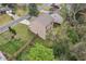 Aerial view of a fenced backyard with a grassy lawn and mature trees at 4567 Hickory Forest Nw Dr, Acworth, GA 30102