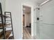 Modern bathroom featuring a glass shower and decorative shelving at 625 Aunt Lucy Sw Ln # 34/19, Smyrna, GA 30082