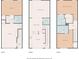 Three-story floor plan showcasing bedrooms, living spaces, kitchen, garage, and bathrooms at 100 Brickworks Ne Cir # 104, Atlanta, GA 30307