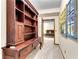 Hallway with a carpet and antique bookshelf leading to the bedroom at 4867 Township Trce, Marietta, GA 30066