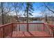 Lake view from the wooden patio shows the backyard at 730 Reeves Lake Sw Dr, Marietta, GA 30064