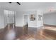 Open concept living space with soaring ceiling and hardwood floors at 730 Reeves Lake Sw Dr, Marietta, GA 30064