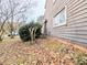 Exterior side view showcasing the home's siding, window, and surrounding greenery and fall foliage at 1554 Circlestone Dr, Stone Mountain, GA 30088