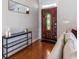 Elegant entryway featuring a stained-glass door and a sleek console table at 1063 Emerson Avenue Se, Atlanta, GA 30316