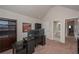 Large office featuring a built in desk, shelving units, and a view into the bathroom at 58 Ashbury Cir, Dallas, GA 30157