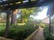 Backyard of home with large shade tree, stone walkway, landscaped garden, and privacy fence at 2295 Hemrick Rd, Cumming, GA 30041