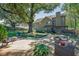 Beautiful backyard with a brick patio, mature trees, a swing, and ample seating at 2295 Hemrick Rd, Cumming, GA 30041