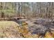 A gentle stream meanders through a peaceful, wooded backyard at 9470 Dominion Way, Alpharetta, GA 30022
