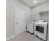 Convenient laundry room with washer, dryer, and wire shelving at 6451 Crest Brook Way, Buford, GA 30518