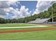 Image of a pristine football field and running track surrounded by lush greenery and bleacher seating at 2751 Davis Rd, Marietta, GA 30062