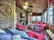 Cozy screened porch featuring bright furniture, wood ceiling, fireplace and comfortable furniture at 2751 Davis Rd, Marietta, GA 30062