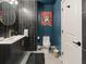 Bathroom features geometric floor tiles, modern fixtures and a sleek vanity at 57 Forsyth Nw St # 14D, Atlanta, GA 30303