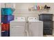 A practical laundry room complete with a side-by-side washer and dryer and plenty of storage space at 2713 Serena Way, South Fulton, GA 30331