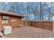 Fenced backyard with generator, some garden space and gate leading to the side of the property at 4110 Sinclair Shores Rd, Cumming, GA 30041