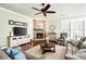 Comfortable living room featuring a stone fireplace and plush seating at 515 Windy Ridge Ct, Canton, GA 30114