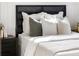 Close up of the black bed frame with neutral pillows at 3637 Eaglerock Dr, Atlanta, GA 30340