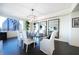Elegant dining room featuring dark wood floors, large windows, and a stylish chandelier at 75 14Th Ne St # 3820, Atlanta, GA 30309