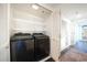 Organized laundry area with modern appliances, shelving, and ample storage behind shuttered doors at 75 14Th Ne St # 3820, Atlanta, GA 30309