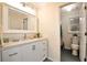 Bright bathroom with a modern vanity, stylish fixtures and neutral paint at 2691 Jamerson Rd, Marietta, GA 30066