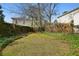 View of the backyard featuring mossy stones, lush greenery, and a wood fence at 2836 Alpine Ne Rd, Atlanta, GA 30305