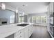 Stylish kitchen island with gas cooktop overlooks living area with fireplace at 4335 Hastings Dr, Cumming, GA 30041