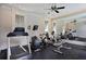 Well-lit exercise room featuring multiple machines, mirrors, and ceiling fan at 642 Stickley Oak Way, Woodstock, GA 30189