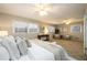 This primary bedroom has neutral walls, a ceiling fan, and a lot of natural light at 3710 Oregon Trl, Decatur, GA 30032