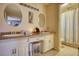 Bathroom with a double vanity, granite countertop, and separate shower at 744 Hampton Locust Grove Rd, Hampton, GA 30228