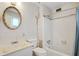 Full bathroom with a shower-tub combo and a vintage-style vanity at 6700 Roswell Rd # 11B, Atlanta, GA 30328