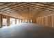 Unfinished garage interior with concrete floor, wood framing and an open overhead ceiling at 628 Sandhill Hickory Level Rd, Carrollton, GA 30116