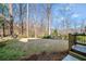 Expansive backyard with lush green grass, landscaping, and a charming wooden deck perfect for outdoor enjoyment at 733 Vinings Estates Se Dr, Mableton, GA 30126