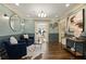 Stylish sitting room with rich, dark blue walls and modern decor at 630 Oakdale Ne Rd, Atlanta, GA 30307