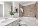 Bathroom featuring a soaking tub, a tiled shower, and a modern vanity at 201 16Th Nw St # 4, Atlanta, GA 30363