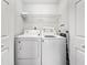 Convenient laundry room with a washer, dryer, and shelving for storage at 3040 Peachtree Nw Rd # 613, Atlanta, GA 30305