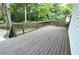 Wide shot of a wooden deck overlooking private, tree-lined backyard at 657 S Grand Nw Ave, Atlanta, GA 30318