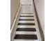 Staircase with dark wood treads and white risers, leading upwards with painted handrails at 3765 Davis Cir, Duluth, GA 30096