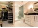 This bathroom features a glass shower, sleek fixtures, and a modern vanity with plenty of storage at 1101 Juniper Ne St # 721, Atlanta, GA 30309
