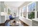 Sunlit breakfast nook with large windows, hardwood floors, and designer lighting at 1239 E Rock Springs Ne Rd, Atlanta, GA 30306