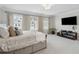 A beautifully staged main bedroom with many windows and large television at 2980 Ferrington Way, Smyrna, GA 30080