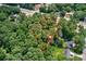 Aerial view of a large treed lot surrounded by mature trees and marked property lines at 1491 S Hairston Rd, Stone Mountain, GA 30088