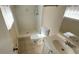 Bathroom with a walk-in shower, standard toilet, and a simple vanity with sink at 533 Fayetteville Rd, Fairburn, GA 30213