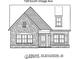Blueprint drawing of the house showing the exterior elevation with stone facade at 158 South Village Ave, Holly Springs, GA 30115